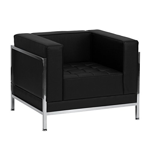 Flash Furniture Sedia contemporanea in similpelle nera ...