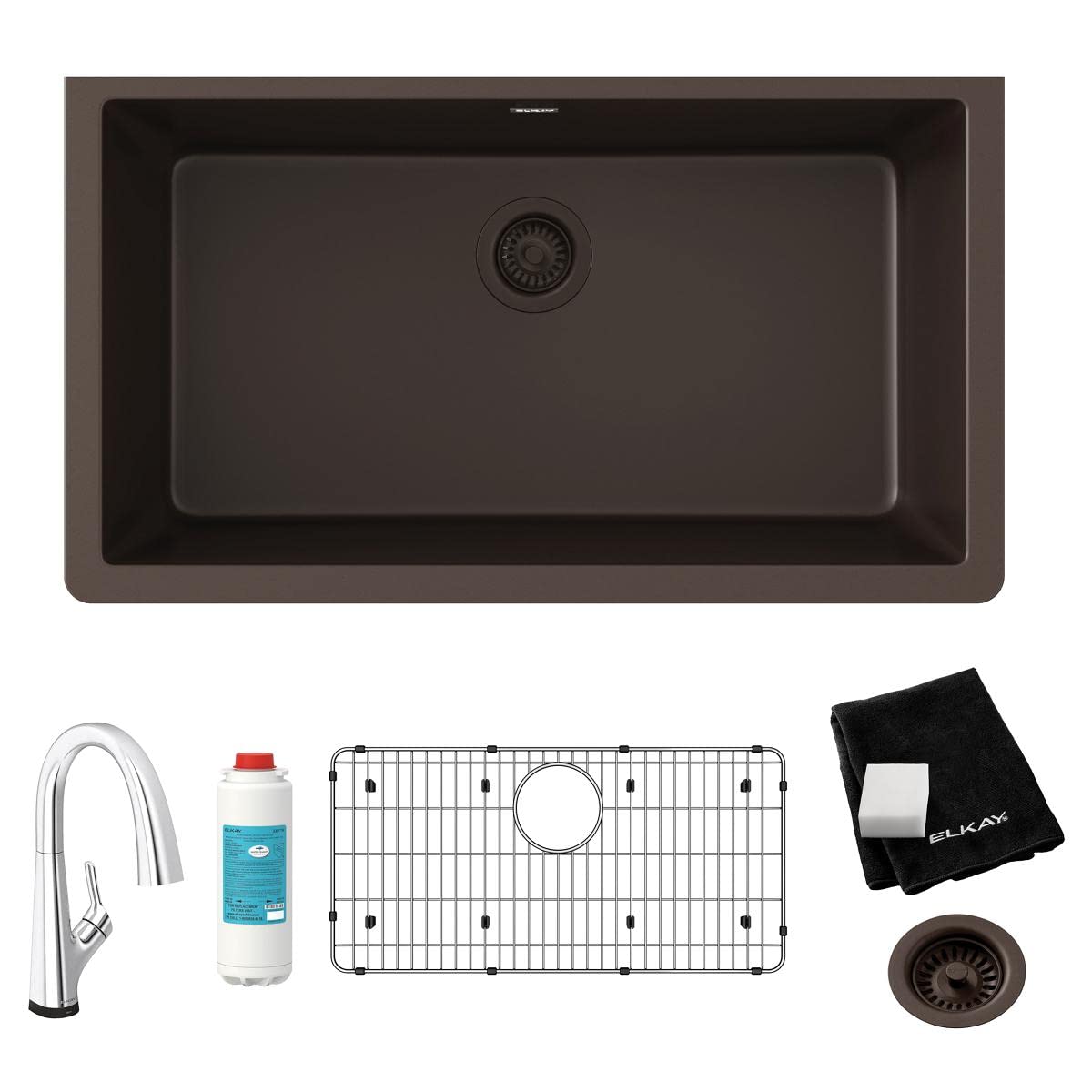 Elkay Kit lavello sottotop a una vasca Quartz Classic 3...