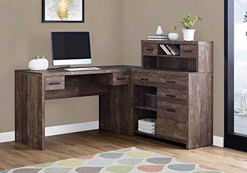 Monarch Specialties L-Shaped Corner Hutch Home & Office Computer Desk