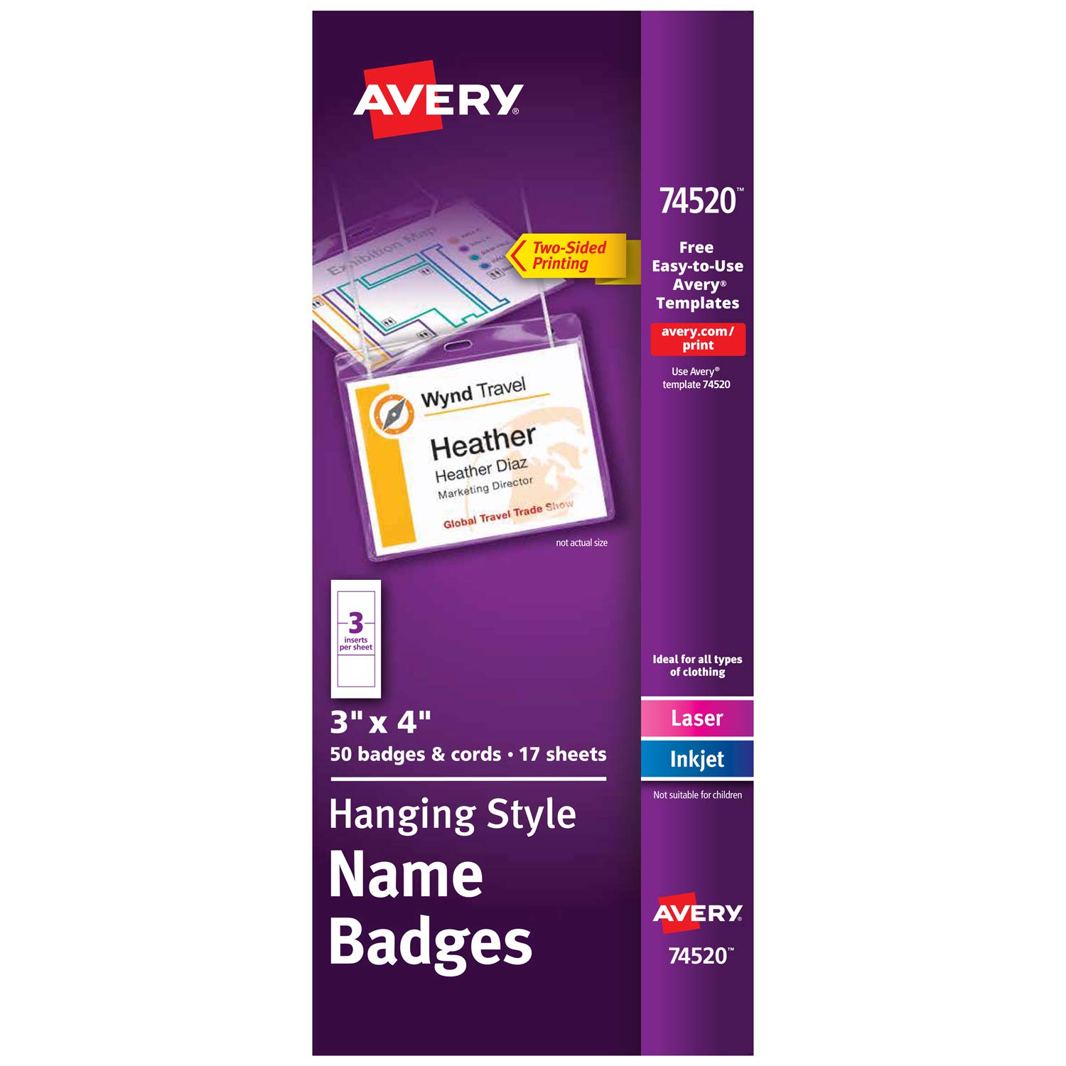 Avery 74459 Porta badge da appendere al collo con inser...