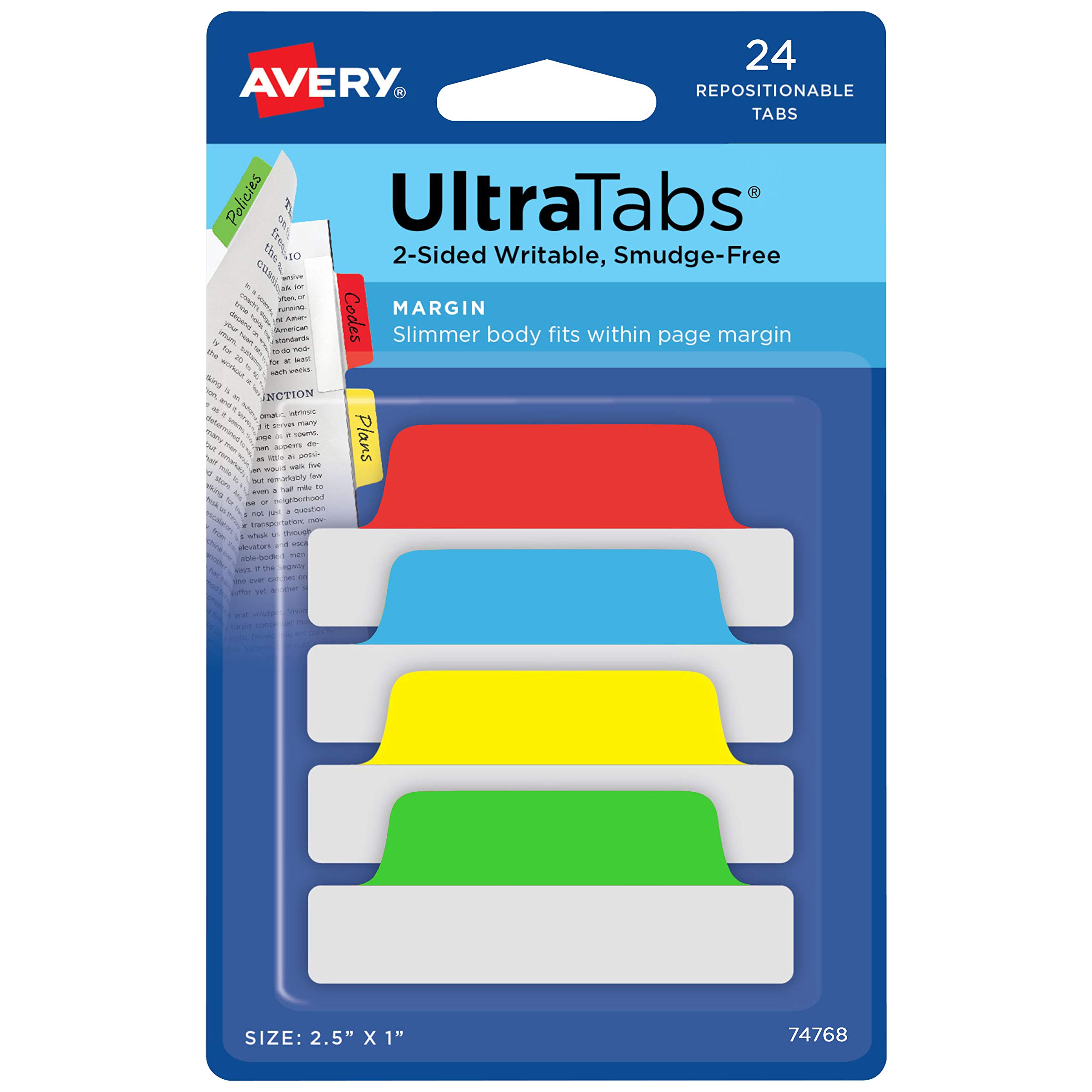 Avery Margine Ultra Side Scrivibile Colori Assortiti 24...