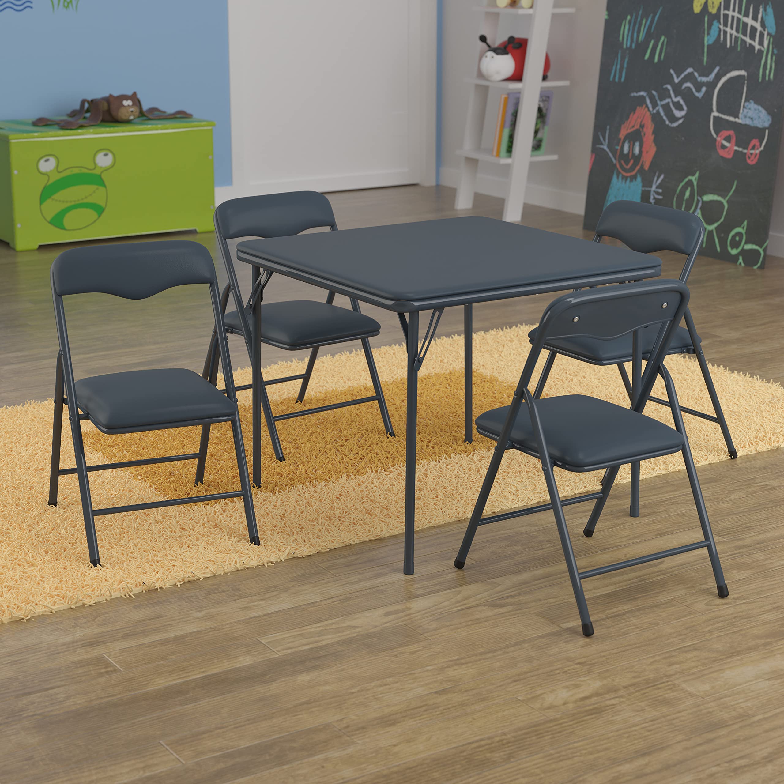 Flash Furniture Set tavolo e sedia pieghevoli da 5 pezzi per bambini blu navy