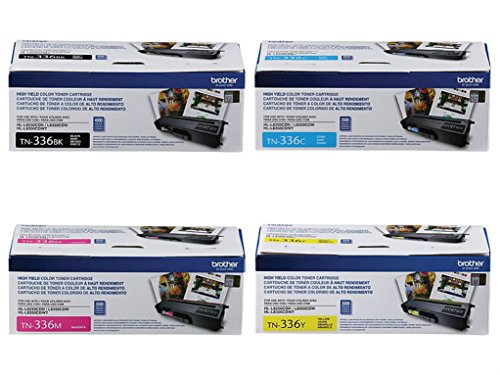 Brother TN336BK, TN336C, TN336M, TN336Y High Yield Black, Cyan, Magenta and Yellow  Toner Cartridge Set