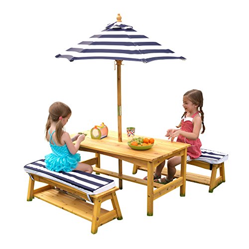 KidKraft Set tavolo e sedie da esterno con cuscini e st...