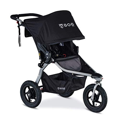 BOB Gear Rambler Jogging Stroller | Smooth Ride Suspension + Easy Fold + XL Canopy Coverage, Black [New Logo]