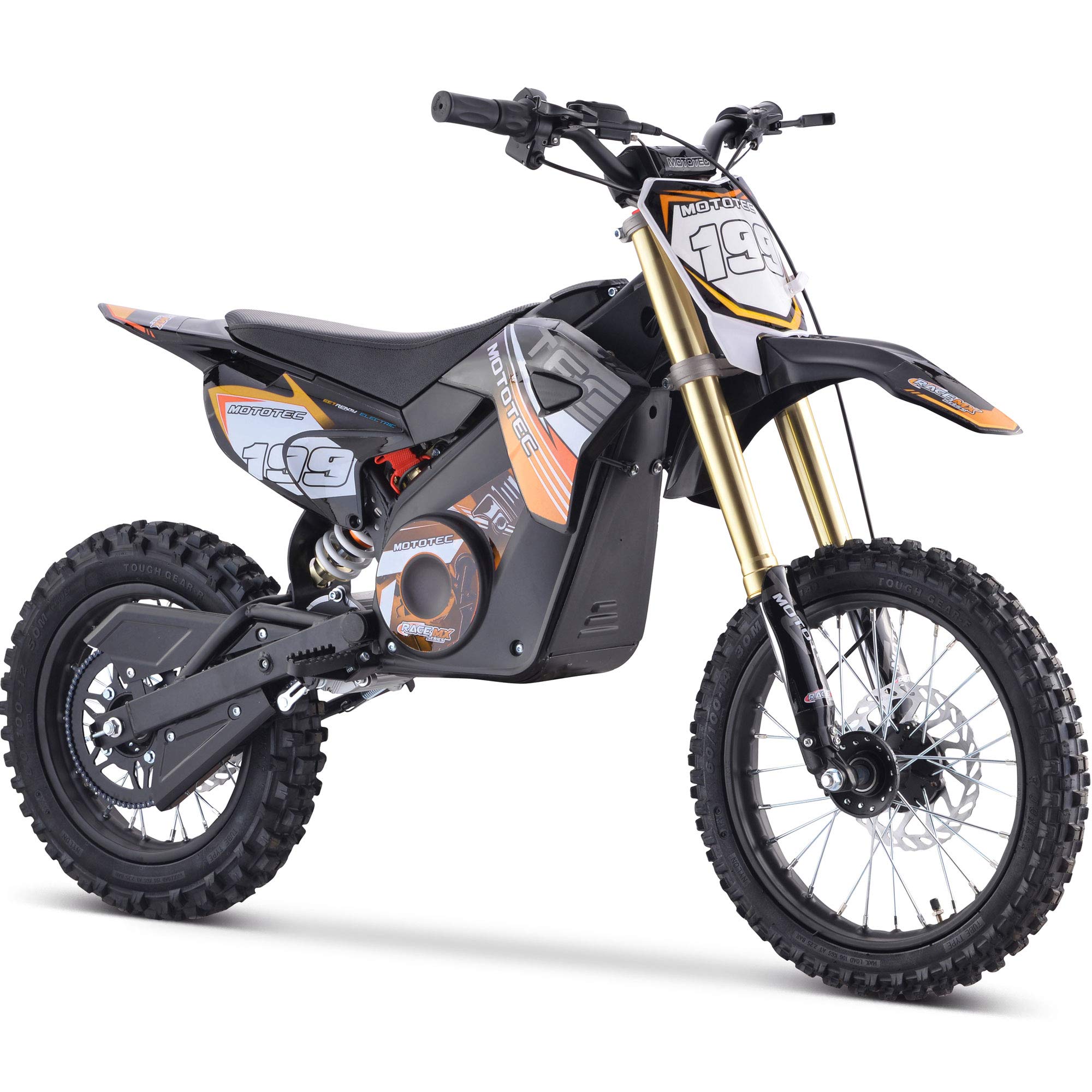 MotoTec 48v Pro Dirt Bike elettrica 1600w litio arancio...